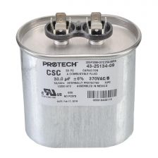 Protech Single Oval Capacitor - 30 uF, 370 VAC, 1.910 x 2.910 x 3.940 (max.) in. - 43-25134-09