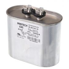 Protech Single Oval Capacitor - 45 uF, 440 VAC, 1.970 x 3.660 x 3.175 (max.) in. - 43-25134-15