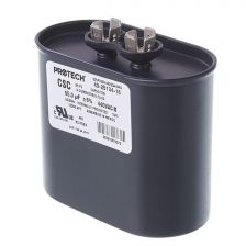 Protech Single Oval Capacitor - 55 uF, 440 VAC, 1.970 x 3.660 x 3.350 (max.) in. - 43-25134-16
