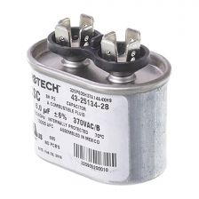 Protech Single Oval Capacitor - 6 uF, 370 VAC, 1.310 x 2.160 x 3.500 (max.) in. - 43-25134-28