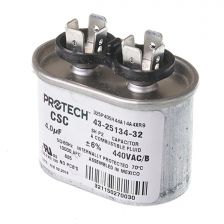 Protech Single Oval Capacitor - 4 uF, 440 VAC, 1.310 x 2.160 x 2.950 (max.) in. - 43-25134-32