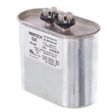 Protech Single Oval Capacitor - 60 uF, 440 VAC, 1.970 x 3.660 x 3.940 (max.) in. - 43-25134-34