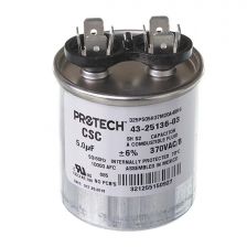 Protech Single Round Capacitor - 5 uF, 370 VAC, 1.890 x 2.170 (max.) in. - 43-25136-03