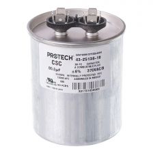 Protech Single Round Capacitor - 80 uF, 370 VAC, 2.620 x 5.120 (max.) in. - 43-25136-18