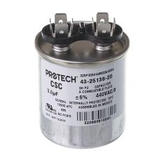 Protech Single Round Capacitor - 3 uF, 440 VAC, 1.890 x 2.170 (max.) in. - 43-25136-20