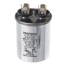 Protech Single Round Capacitor - 5 uF, 440 VAC, 1.890 x 2.170 (max.) in. - 43-25136-22