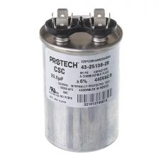 Protech Single Round Capacitor - 20 uF, 440 VAC, 1.890 x 2.950 (max.) in. - 43-25136-28