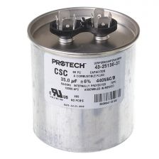 Protech Single Round Capacitor - 35 uF, 440 VAC, 2.620 x 3.940 (max.) in. - 43-25136-31