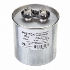 Protech Single Round Capacitor - 40 uF, 440 VAC, 2.620 x 3.940 (max.) in. - 43-25136-32