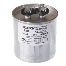 Protech Single Round Capacitor - 45 uF, 440 VAC, 2.620 x 4.750 (max.) in. - 43-25136-33