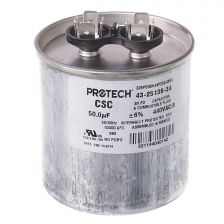 Protech Single Round Capacitor - 50 uF, 440 VAC, 2.620 x 3.880 (max.) in. - 43-25136-34
