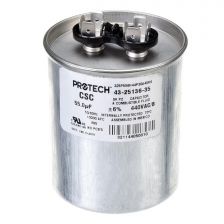 Protech Single Round Capacitor - 55 uF, 440 VAC, 2.620 x 3.940 (max.) in. - 43-25136-35